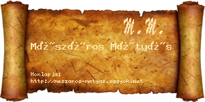 Mészáros Mátyás névjegykártya